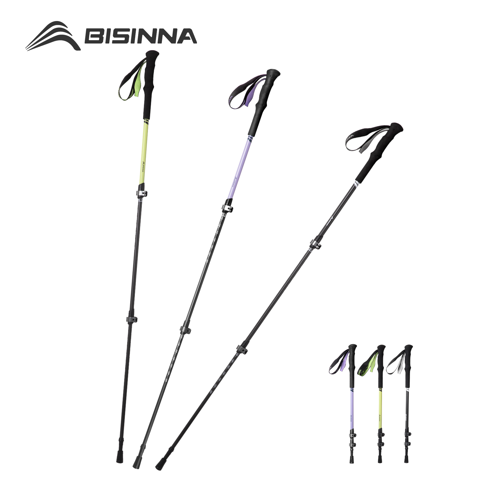 Carbon Fiber Trekking Poles Ultralight Pair - BISINNA 2 pièces bâtons de Trekking