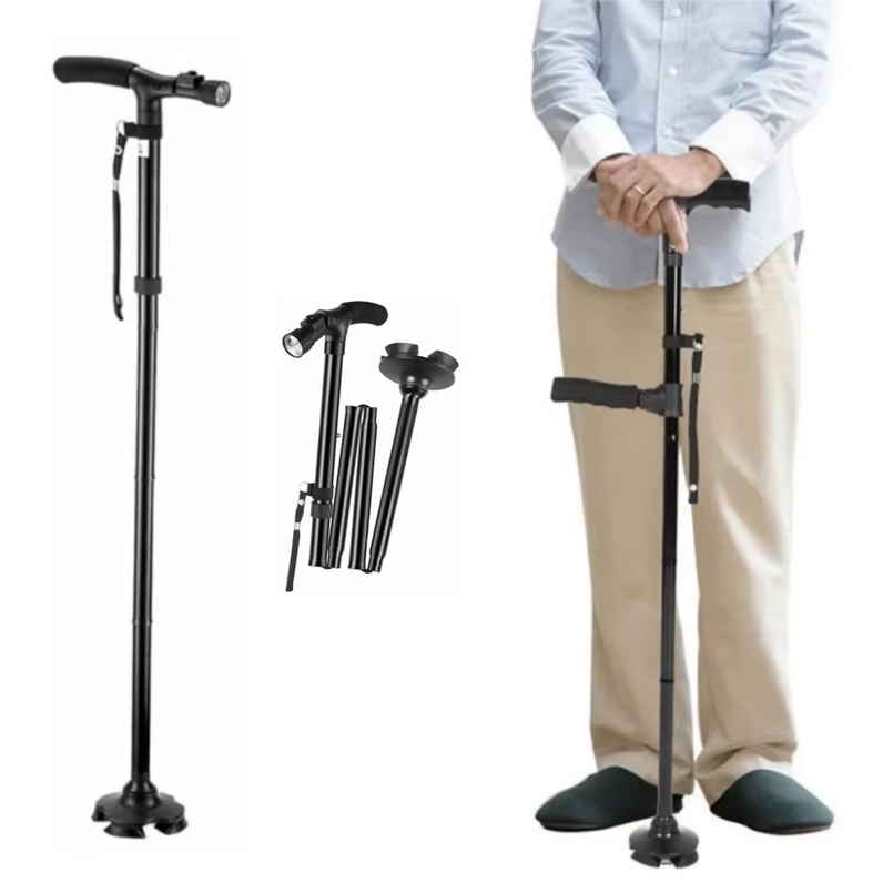 Folding Walking Sticks Hiking Adjustable - Canne de marche pliable avec lumière