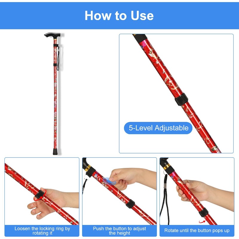 Canne de marche pliable réglab - Folding Walking Sticks Hiking Adjustable avis et prix